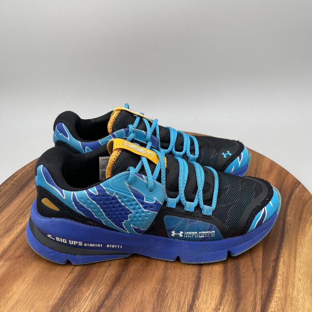 Under Armour Forge RC Big Ups Shoes Mens 8.5 Black Blue Camo Running Comfort